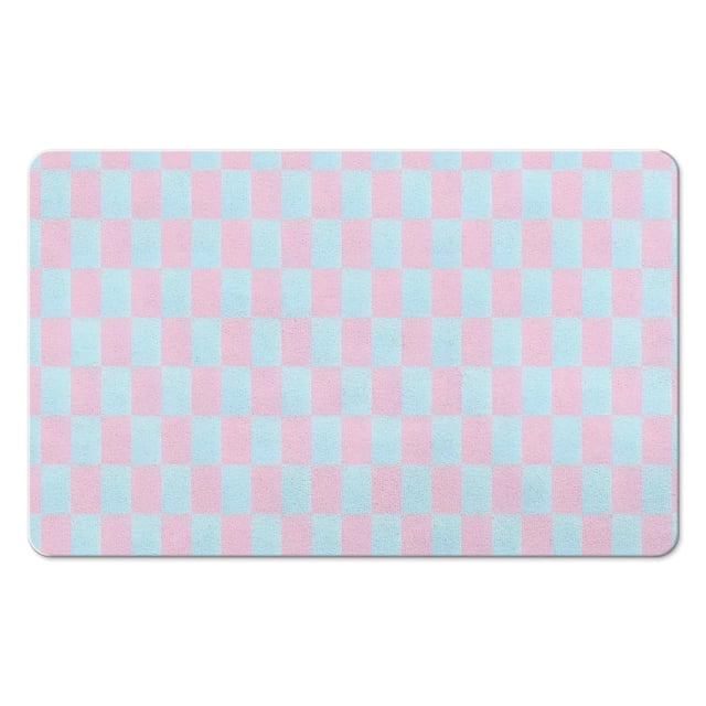 Soft Microfiber Bathroom Runner Rug - Checkered Long Bath Mat, 20x32 inches, Non-Slip, Water-Absorbent, Machine Washable.