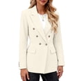 thumbnail image 5 of Women's Casual Blazer Jacket Womens Casual Blazer Open Front Long Sleeve Turndown Collar Solid Button Work Office Blazer Tops Beige Xl, 5 of 7
