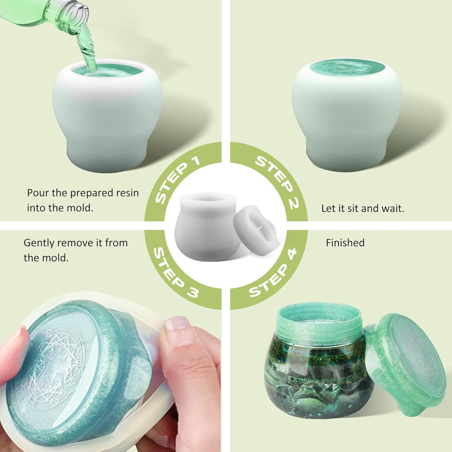 Jars Resin Molds with Lid, Epoxy Molds Silicone for Storage Bottle,Candle Holder,Candy Container, Epoxy Casting Craft, Gifts (Pudding Jar)