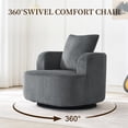 thumbnail image 2 of Fumahaus Oversized Swivel Accent Barrel Chair, Upholstered Round Living Room Chairs, Comfy Deep Seat Sofa Chair with Metal Base, Armchair for Living Room, Club, Reading, Bedrooms (Dark Grey), 2 of 10