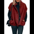 thumbnail image 2 of Chaleco de Felpa para Mujer, Informal, Extragrande, Cálido, con Botones y Bolsillos Vino Tinto S, 2 of 8