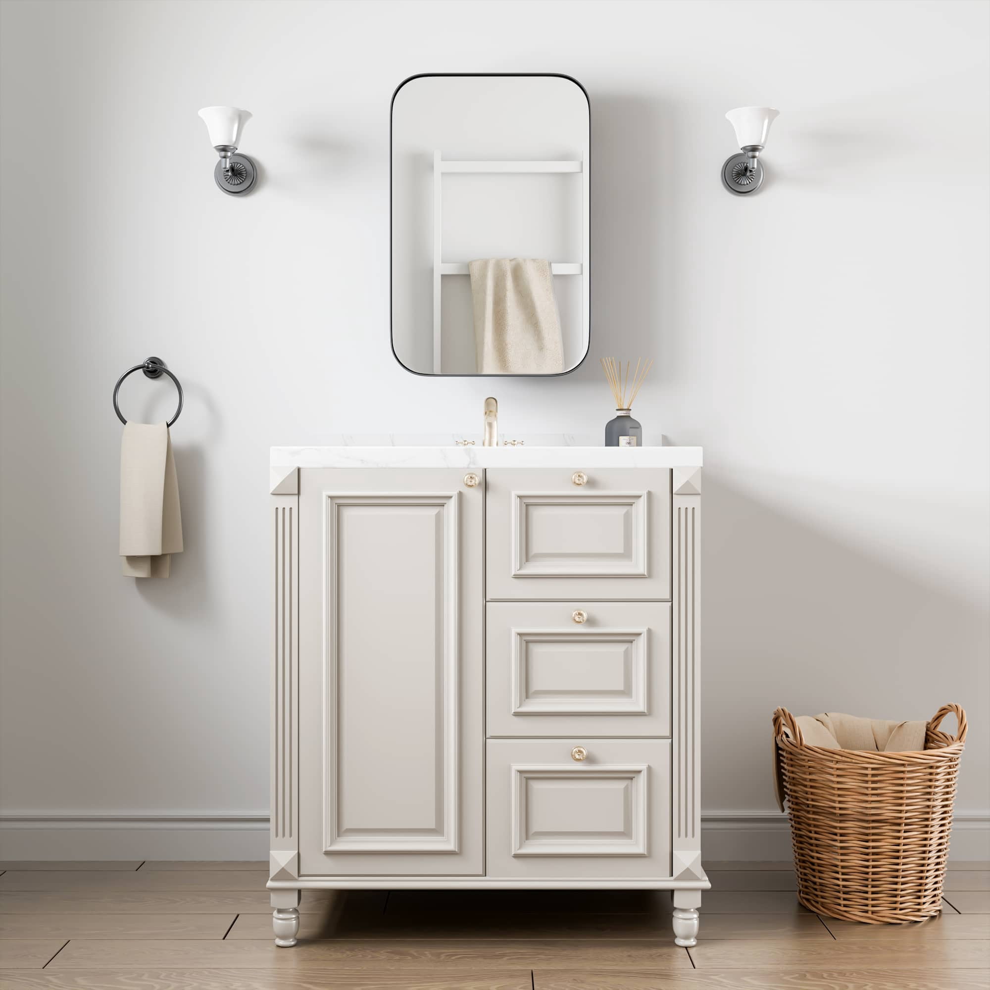 MAYEERTY 24"x16" Iron Rectangular Bathroom Mirror Cabinet, Black