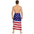 thumbnail image 2 of HAPPY BAY Men's Patriotic 4th of July American USA Flag Swimwear Summer Sarong Swim Trunk Long Pareo Beach Wrap for Men One Size Pearl, Stars and Stripes For Dad, 2 of 6