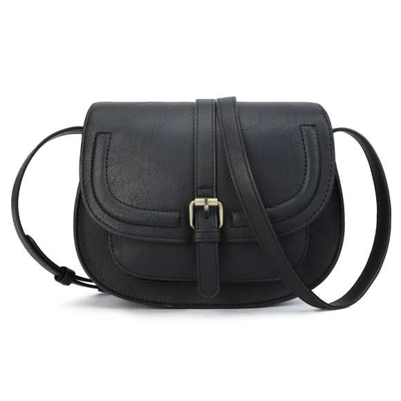 Bandolera AFKOMST, monedero de cuero vegano para mujer, color negro
