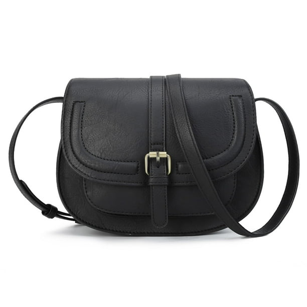 Bandolera AFKOMST, monedero de cuero vegano para mujer, color negro