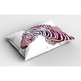 thumbnail image 2 of Ambesonne Animal Pillow Sham 2 Pack, Ornamental Zebra Profile, 30"x20", Purple Coral and Pink, 2 of 3