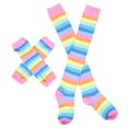 thumbnail image 3 of KAKOWELY Calcetines largos a rayas: conjunto de guantes sin dedos - Divertidos accesorios de disfraces para mujeres y niñas - Transpirables para Halloween, cosplay y fiestas temáticas, 3 of 4