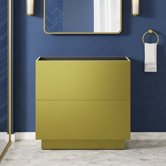 Modway Quantum 36" Bathroom Vanity Cabinet (Sink Basin Not Included) in Gold