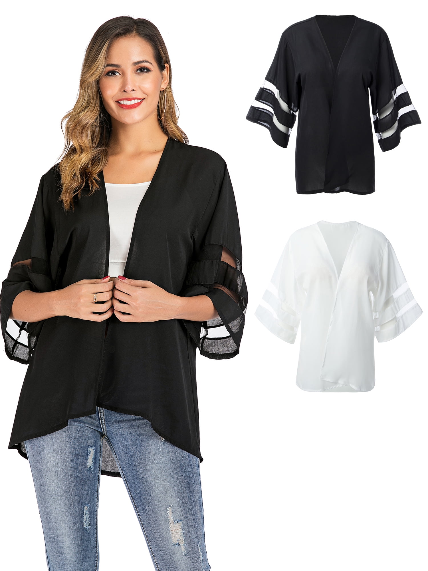 white chiffon cardigan