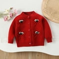 thumbnail image 2 of Lorytime Girls Cardigan Sweater size 4-6 Kids Bow Tops Button Crewneck Long Sleeve Knitwear Spring Outwear Red 110, 2 of 9