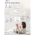 thumbnail image 5 of Lokivas 20 inch Modern Ceiling Fan with Light and APP & Remote Control, Low Profile Flush Mount Ceiling Fan, 6 Speeds, Ultra Quiet DC Motor, for Bedroom, Kitchen, Living Room - White, 5 of 8