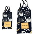 thumbnail image 1 of Delantal de cocina, delantal de cocina impermeable para padres e hijos, perfecto para bbq, horneado para hombres y mujeres, bonito gatito negro Feliz Sencillez, 1 of 3