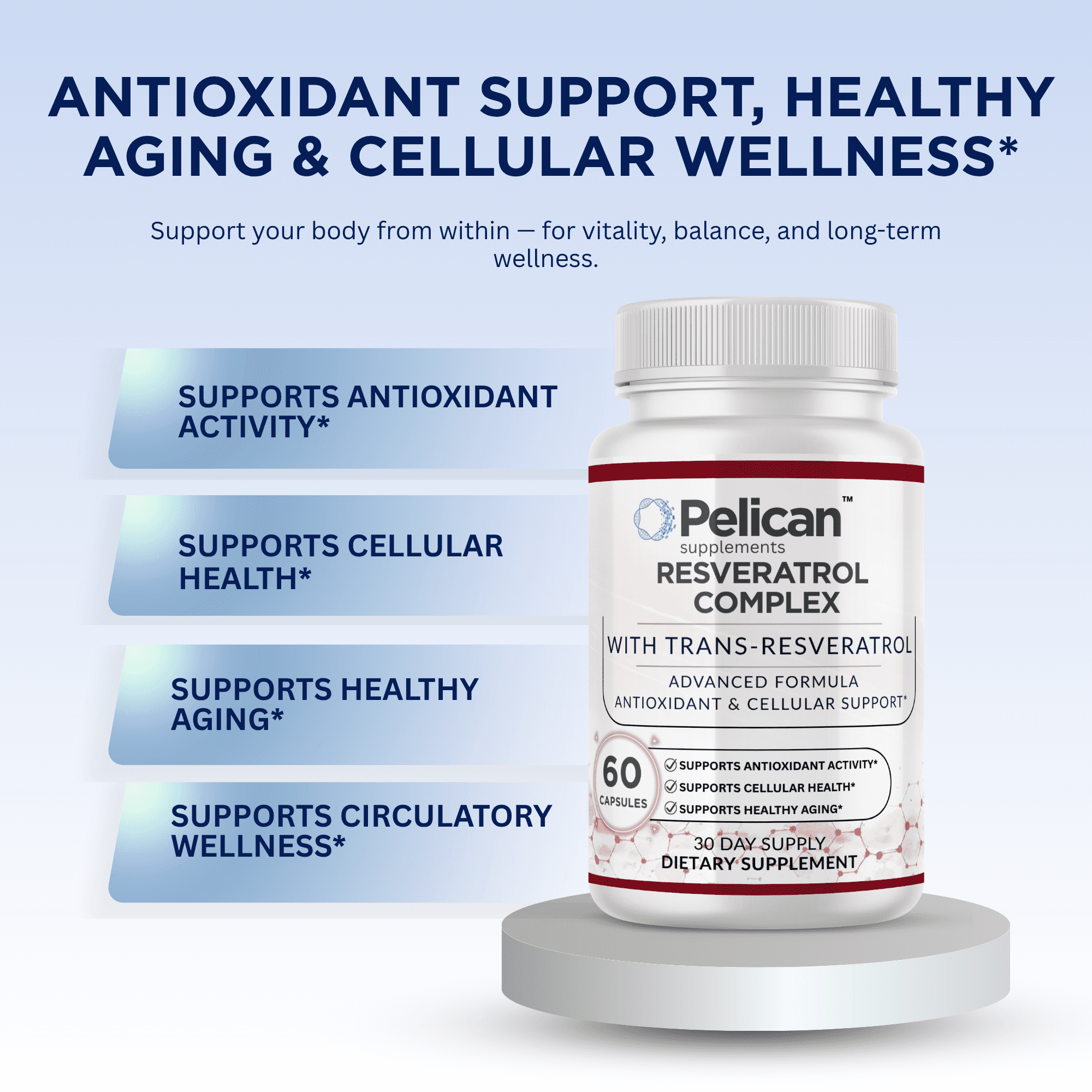 Pelican Resveratrol Complex – Advanced Antioxidant & Cellular Support Formula – 60 Capsules