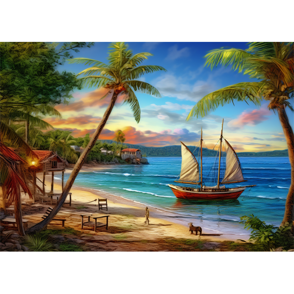 puzzles for adults 200 pieces for adults Ocean Beach Coconut Tree wooden Challenging Puzzle Perfect for Game Toys Nights 13.9'' x 9.8''