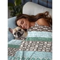 thumbnail image 3 of Boho Geometric California King Size Flat Sheet, Wrinkleproof & Fadeproof Cooling Flat Bed Sheet Only, Turquoise Green Brown Tribal Stripes Breathable Soft Bedding Top Sheets 108 x 98 Inches, 3 of 8