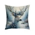 thumbnail image 2 of 17.7"x17.7" Linen Christmas Pillow Cover, Blue Snowman Reindeer Wreath Prints, Festive Holiday Throw Pillow Case for Living Room Sofa Bedroom Home Decor, 2 of 6