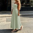 thumbnail image 5 of IUYRTFE Women's Strapless Ruched Waist Maxi Dress Solid Color A Line Long Casual Summer Gown, 5 of 6