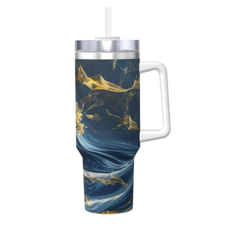 

KLL Golden Fantasy Landscape Print 40oz Stainless Steel Insulated Car Cup Coffee Mug with Spillproof Lid - Keep Your Drink Hot or Cold on the Go