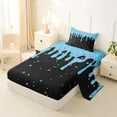 thumbnail image 2 of Castle Fairy Ice Cream Drip Twin Sheets 3pcs, Stars Print Bedding,Black Blue,1 Fitted Sheet, 1 Flat Sheet and 1 Pillowcase, 2 of 6