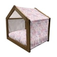 thumbnail image 2 of Floral Pet House, Pink Shades of Abstract Roses and Petals Theme Blending with Each Other Composition, Outdoor & Indoor Portable Dog Kennel with Pillow and Cover, 5 Sizes, Multicolor, by Ambesonne, 2 of 5