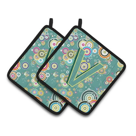 

Carolines Treasures CJ2015-VPTHD Letter V Circle Circle Teal Initial Alphabet Pair of Pot Holders 7.5HX7.5W multicolor