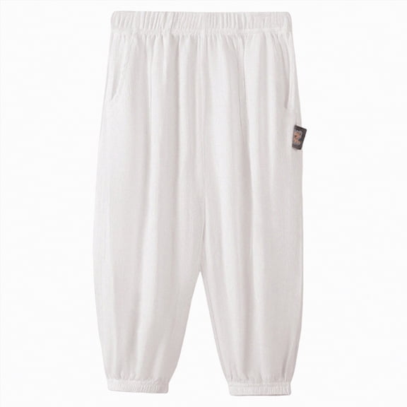 Gubotare Pants for Boys Slim Toddler Baby Boy Fall Pants Active Jogger Casual Athletic Trousers Solid Color Pocket Elastic Waist Harem Bottoms 5T 6T (White,5-6 Years)