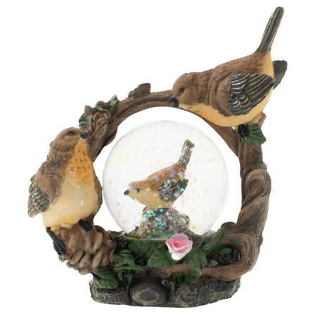 Yellow Sparrow Bird Family Figurine 45MM Glitter Water Globe Decoration