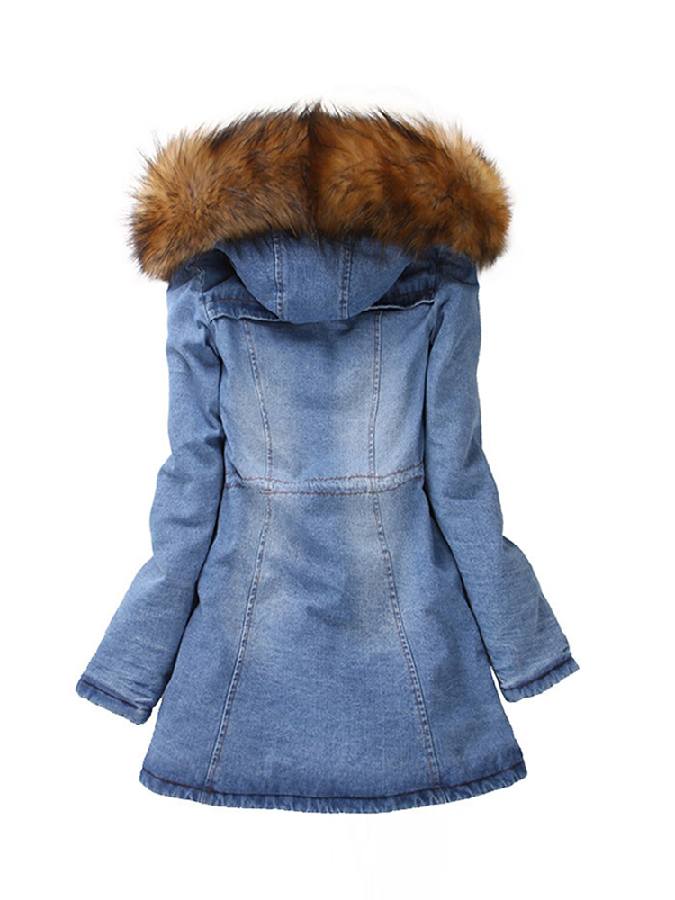 winter denim hooded coat
