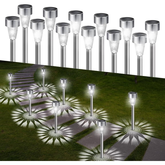 Ninonly 12 Pack Solar Garden Lights, IP65 Waterproof Solar Pathway Lights LED