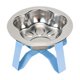 thumbnail image 2 of Comedero elevado para gatos, de acero inoxidable, fácil de limpiar, para cachorros. Azul, 2 of 8