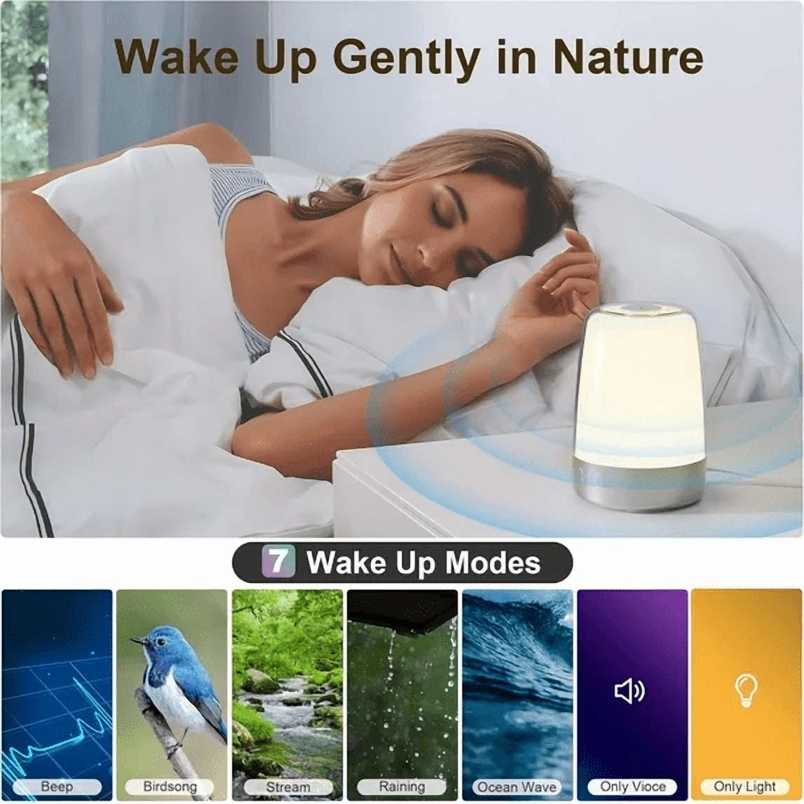 【Buy 1 Get 1 Free】Hansang Sunrise Alarm Clock with RGB Light, 3 Brightness Levels – Includes Free Bluetooth Speaker with Night Light