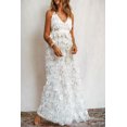 thumbnail image 2 of ABPHQTO Vestido largo de mujer con forro de gasa con aplicaciones blancas y aberturas altas, 2 of 5