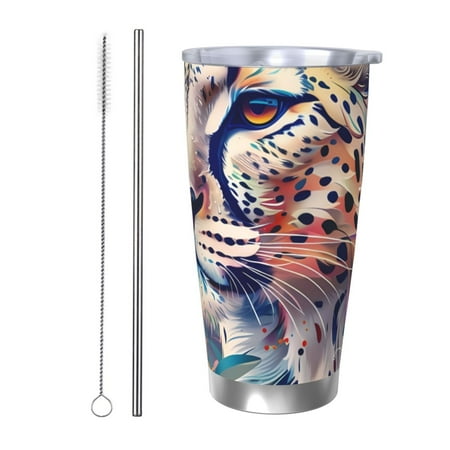 

Coaee Vibrant Leopard In Flowers for 20oz Insulated Kettle Water Bottle For Running Hiking Cycling Climbing Men S Woman Insulated Water Bottle-Straw Two-piece Set
