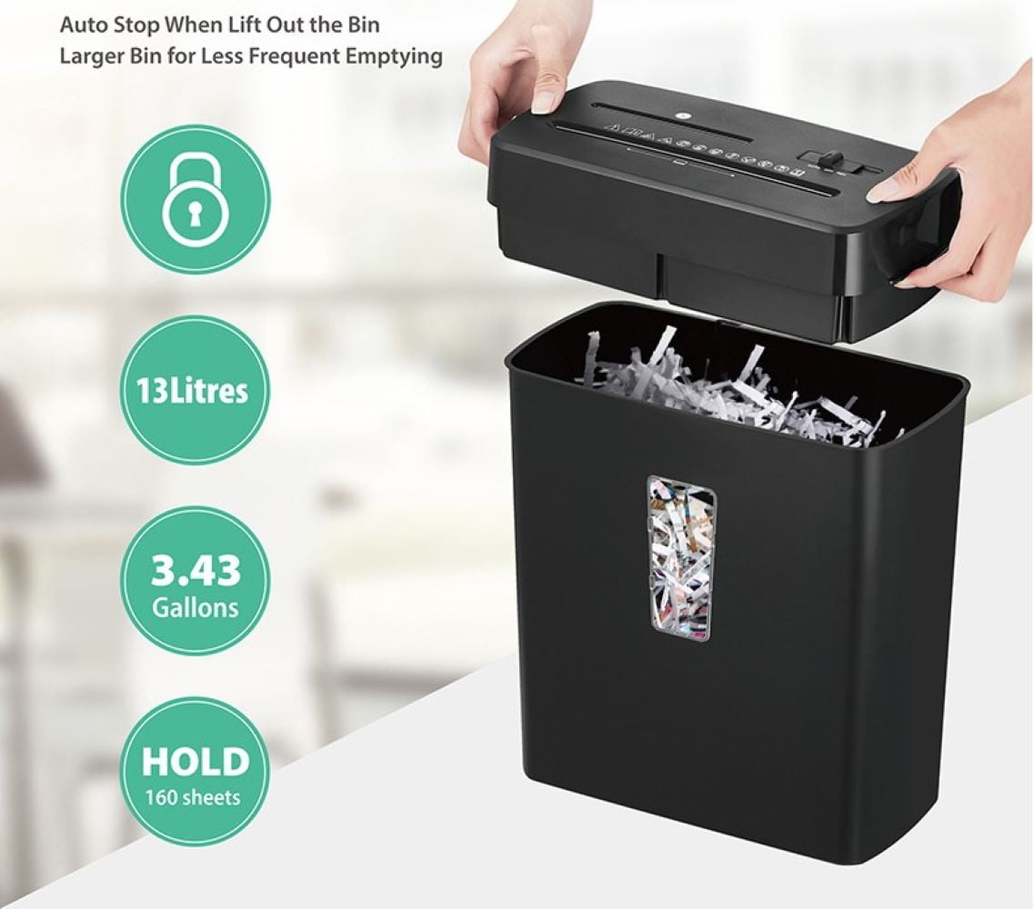 13L Large Capacity Shreds 8 Sheets at Once 4 Security Level Cross Cut Electric Paper Shredder