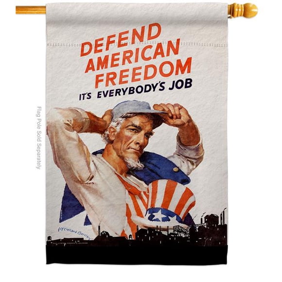 US Brotherhood H183059-BO 28 x 40 in. Defend American Freedom House Flag with Armed Forces Service Double-Sided Decorative Vertical Flags Decoration Banner Garden Yard Gift