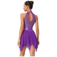 thumbnail image 6 of Aislor Women Ruched Metallic Mesh Lyrical Dance Dress Irregular Ballet Leotard Modern Contemporary Purple M, 6 of 7