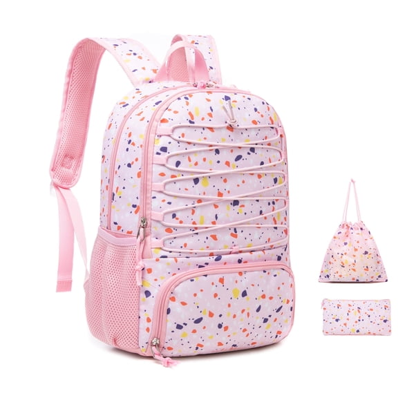 TRAILKICKER Backpack with Pencil Case - 16Inch Lightweight All-in-One Casual Backpack for Women &  Men, College Laptop Bag, Pink Rucksack for Travel & Work