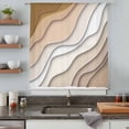 thumbnail image 5 of Beige Ombre Sheer Curtains 54 Inches Long, Modern Geometric Abstract Cream Light Filering Curtains, Breathable Simi Curtain Privacy Drapes for Kitchen Bathroom Nursery Small Window Treatment, 5 of 9