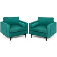 thumbnail image 1 of Costway Ensemble de 2 Fauteuils d'Appoint Canapé Simple avec Poche de Rangement Latérale Turquoise, 1 of 10