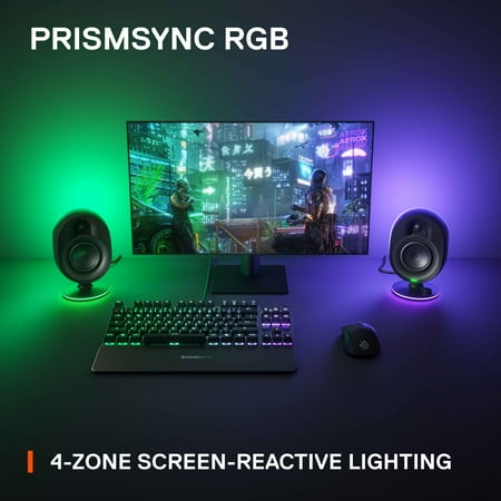 SteelSeries - Arena 7 2.1 Bluetooth Gaming Speakers with RGB Lighting (3 Piece) - Black