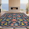 thumbnail image 2 of Design&I 3'x5' Washable Area Rug Low Profile & Durable Daily Traffic Ready Deep Sea Creatures Smiling Whale Playful Octopus Starfish Coral Design for Home Office, Hallway, 2 of 7