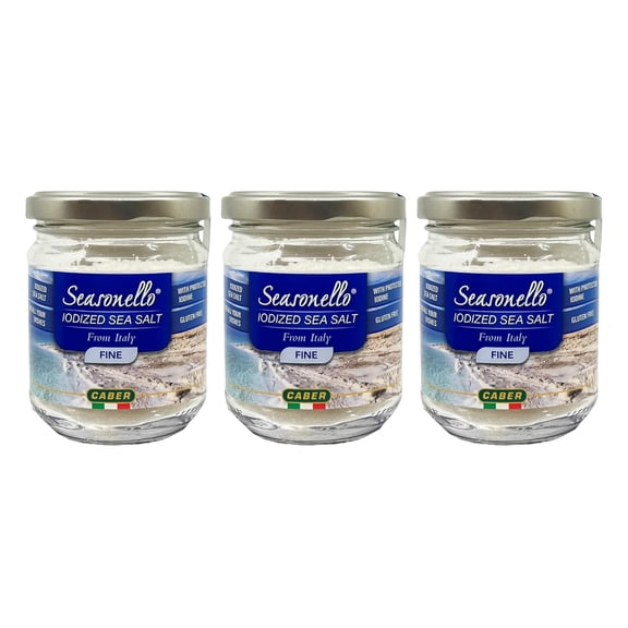 Sanniti Seasonello Italian Iodized Fine Sea Salt, 7.05 oz, 3 Pack