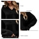 thumbnail image 5 of Suéter de punto para mujer, cuello en V, manga larga, color puro, grueso, transpirable, suelto, color negro S, 5 of 6