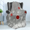 thumbnail image 4 of Christmas Soft Flannel Fleece Throw Blanket, Traditional Celebration Theme Pendant Stars Baubles Ornate Snowflakes, Cozy Plush for Indoor and Outdoor Use, 50" x 60", Grey Red White, by Ambesonne, 4 of 5