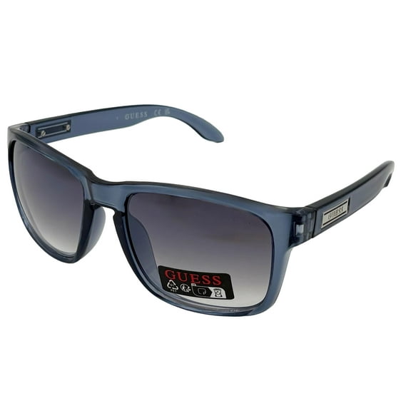 Guess Sunglass Mens Matte Black Rectangle Plastic Wrap, Mirror Lens GO00028. 2C