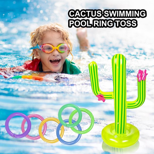 Juego de lanzamiento de anillos inflables para niños y adultos juego Ehuebsd de Cactus inflable juego de deportes acuáticos diversión juguetes interactivos