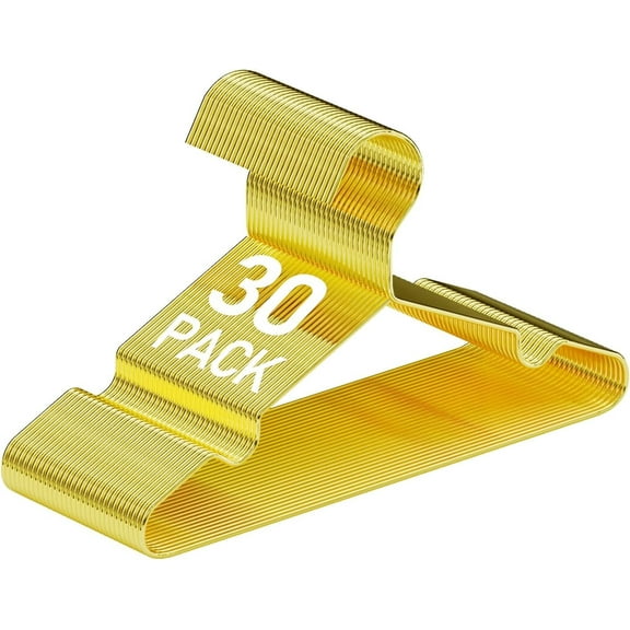 SPECILITE 11.8” Kids Baby Metal Hangers 30 Pack, Heavy-Duty Wire Clothes Hangers with Notches for Toddler Clothes, Gold