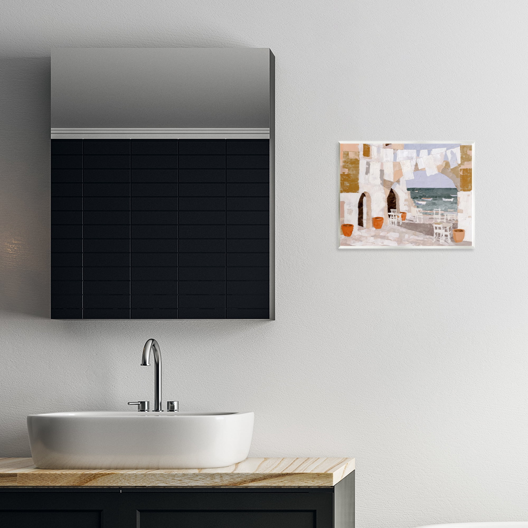 Stupell Industries Coastal Village Plaza Laundry Wall Plaque Art, design by Chromatic Storm Studio