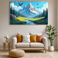 thumbnail image 3 of Mountain Scenic Backdrop Banner Event Photography Nature Background Party Decor Display Wedding Ceremony Large Landscape Illustration Forest Backdrop, 3 of 4
