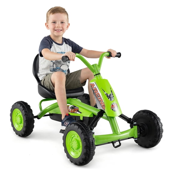 Gymax Go Kart for Kids 4 Wheel Toddler Ride On Pedal Car w/ Steering Handlebars